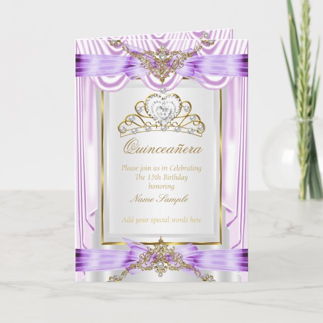 Invitation Commandez Quinceanera lilas violet (Devant)