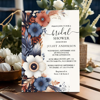 Invitation Comme Hydrangea Métallo Pure Marine Fête des marié
