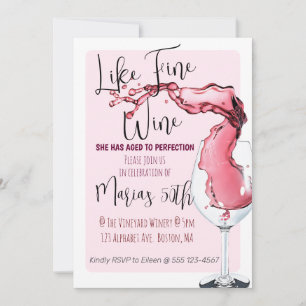 Invitation Comme le vin fin jalon de fête d'anniversaire