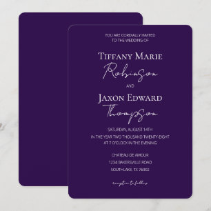 Invitation Comme Pourcentage violet minimaliste Mariage d'élé