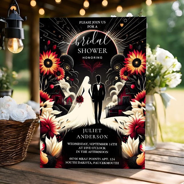 Invitation Comme Ruby Claret White Heart Red Black Fête des m (Créateur téléchargé)