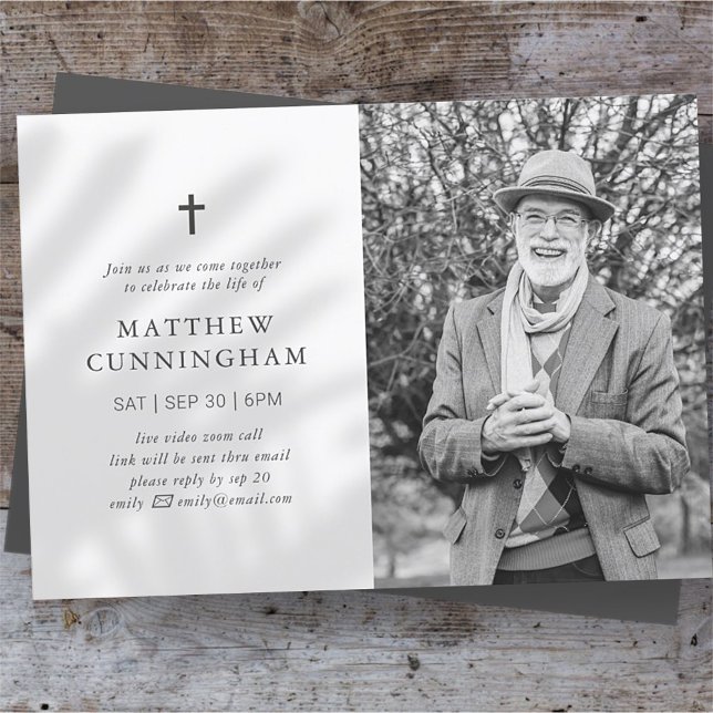 Invitation Commémoration Virtuelle De La Vie Croix Simple (Créateur téléchargé)