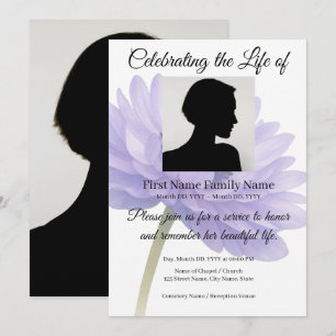Invitation commémorative aux gerbera violettes
