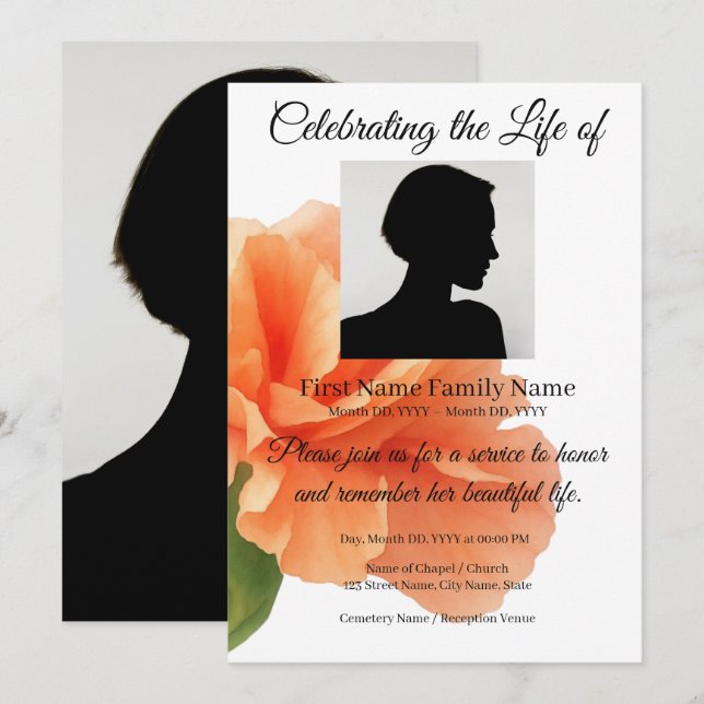 Invitation commémorative de fleurs (Devant / Derrière)