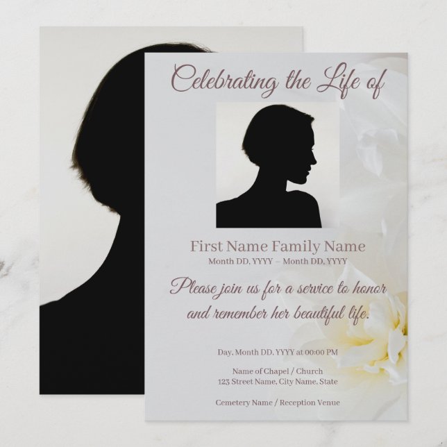 Invitation commémorative de rose (Devant / Derrière)