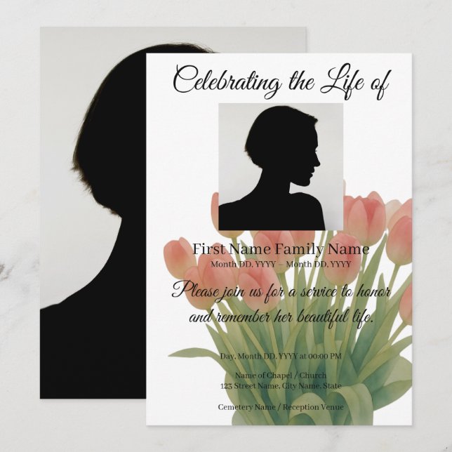 Invitation commémorative de tulipe (Devant / Derrière)