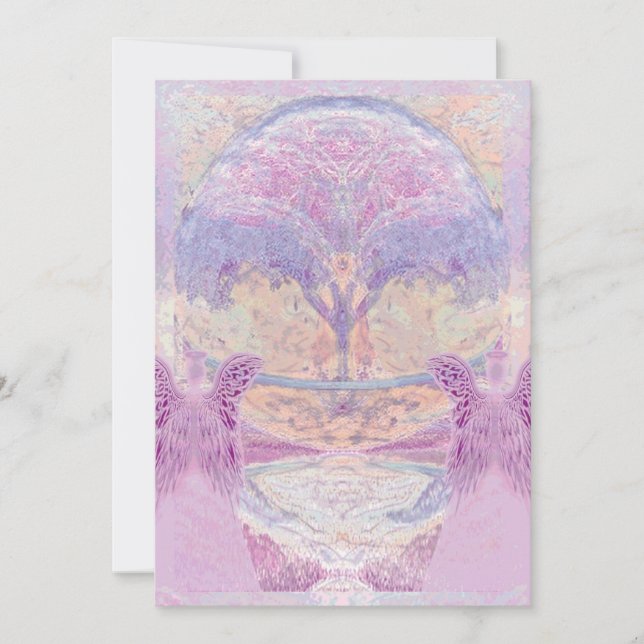 Invitation commémorative | Deux anges et arbre (Devant)