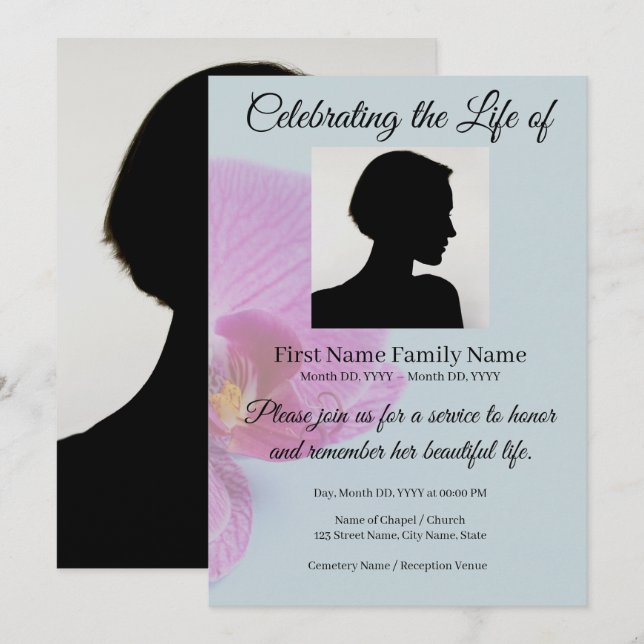 Invitation commémorative d'orchidée (Devant / Derrière)