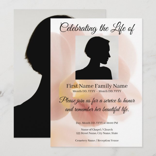 Invitation commémorative d'orchidée (Devant / Derrière)