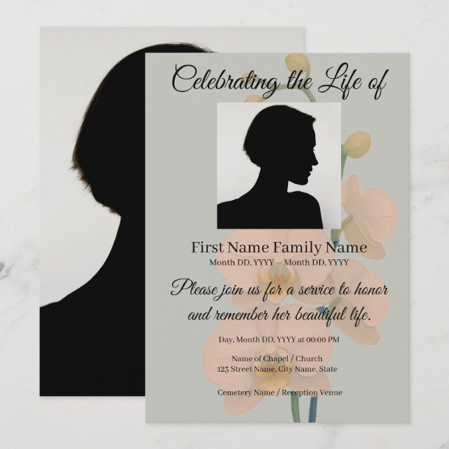 Invitation commémorative d'orchidée  (Devant / Derrière)