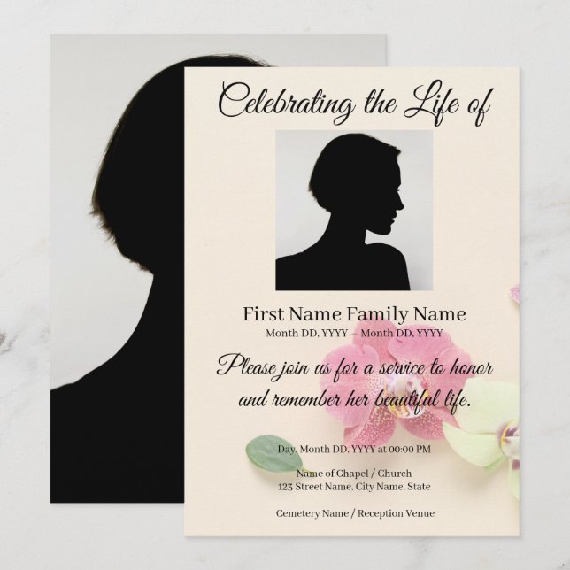 Invitation commémorative d'orchidée (Devant / Derrière)