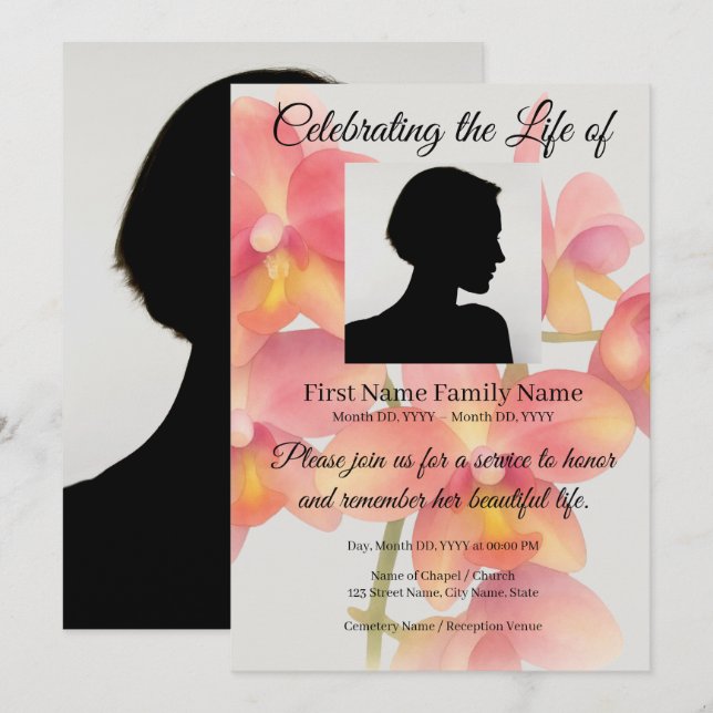 Invitation commémorative d'orchidée de jardin (Devant / Derrière)