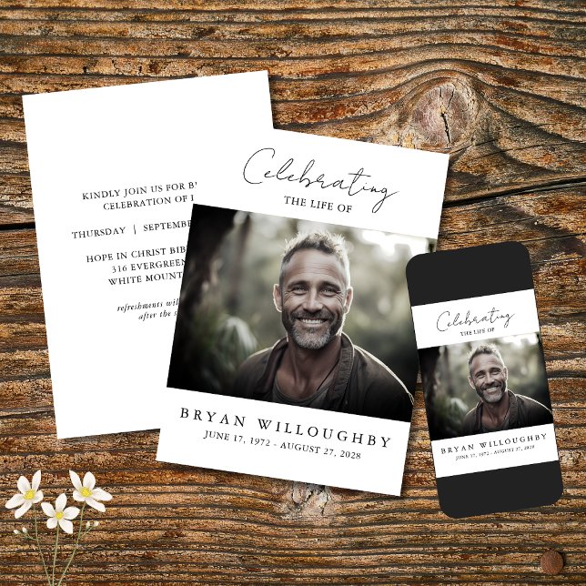 Invitation commémorative funéraire minimaliste mod (Créateur téléchargé)