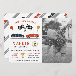 Invitation Commencer Vos Moteurs Course Voiture Anniversaire