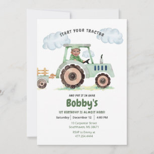 Invitation Commencez votre tracteur 1er anniversaire Invitati