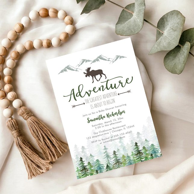 Invitation Commençons l'aventure Baby Shower forêt (Créateur téléchargé)