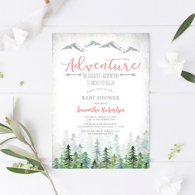 Invitation Commençons l'aventure forêt Baby Shower (Créateur téléchargé)