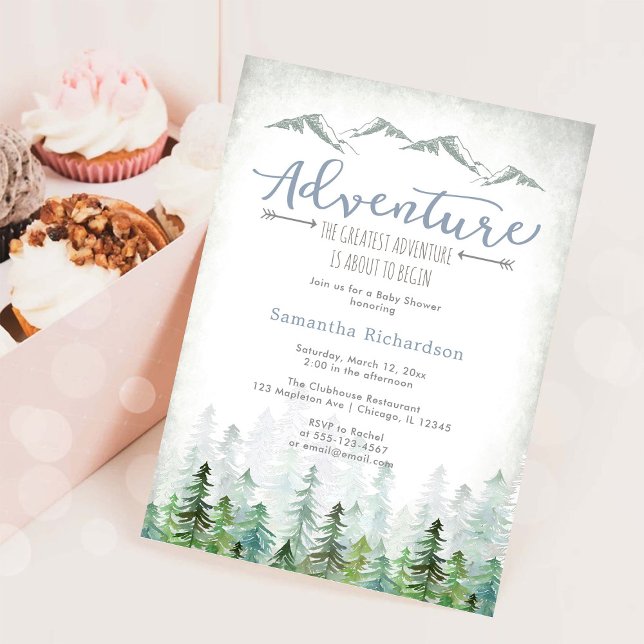 Invitation Commençons l'aventure forêt Baby Shower (Créateur téléchargé)