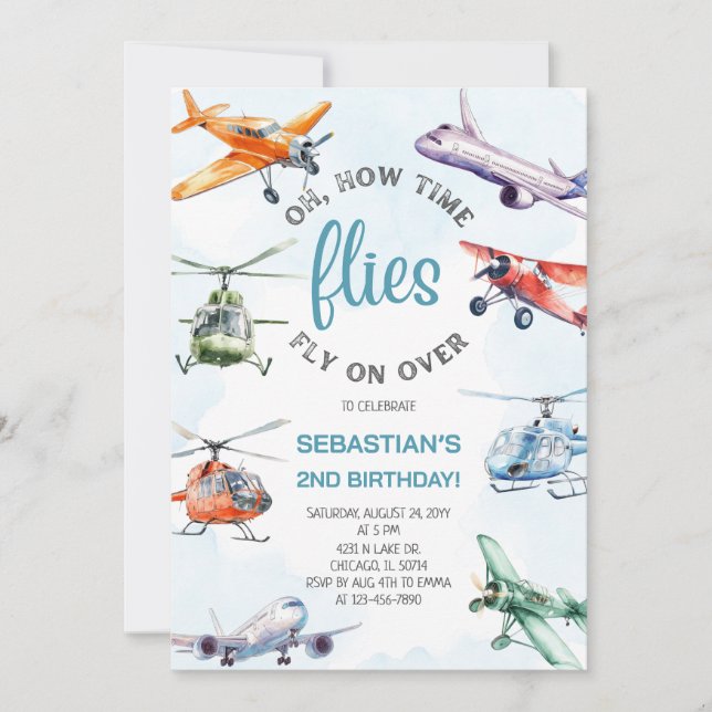 Invitation Comment le temps passe garçon fête pour le 2ème an (Devant)