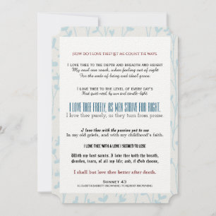 Invitation Comment t'aime-je ? Typographie Poésie Mariage