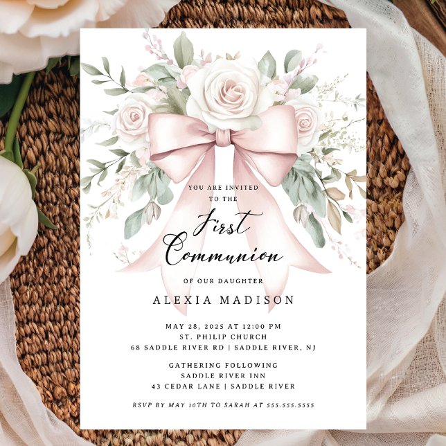 Invitation communion Bow & Blossom (Créateur téléchargé)