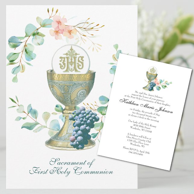 Invitation Communion Catholique Traditionnelle Eucalyptus Dan (Créateur téléchargé)
