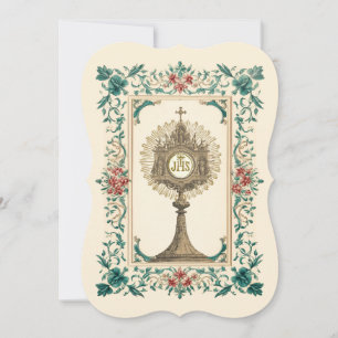 Invitation Communion catholique traditionnelle florale