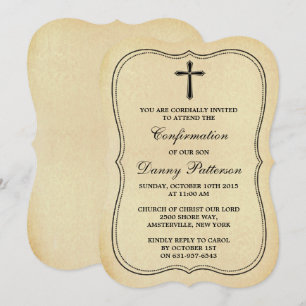 Invitation Communion Ou Confirmation Croix vintage
