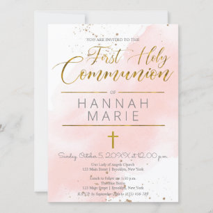 Invitation Communion Pink Aquarelle