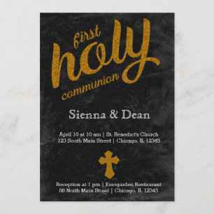 Invitation communion sacrée de feuille d'or