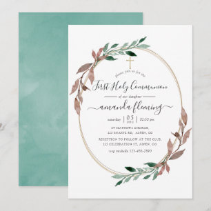 Invitation Communion solennelle hivernale en aquarelle avec f