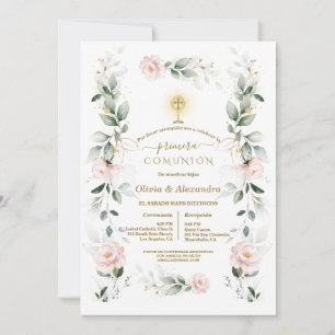 Invitation Communion Solennelle Jumelles Première Communion F