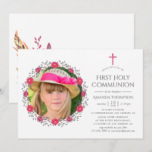Invitation Communion solennelle safari floral aquarelle