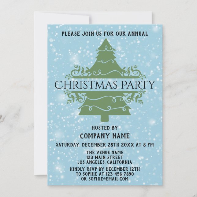 Invitation Compagnie Bleue Fête de Noël Arbre (Devant)