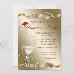 Invitation Compagnie de Verres à Vin Santa Hat Chic de Noël