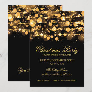 Invitation Compagnie Noël Party Gold String Lights