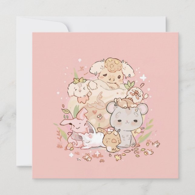 Invitation Compagnons pastel en fleurs (Devant)