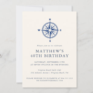 Invitation Compas nautique élégant pour fête d'anniversaire a