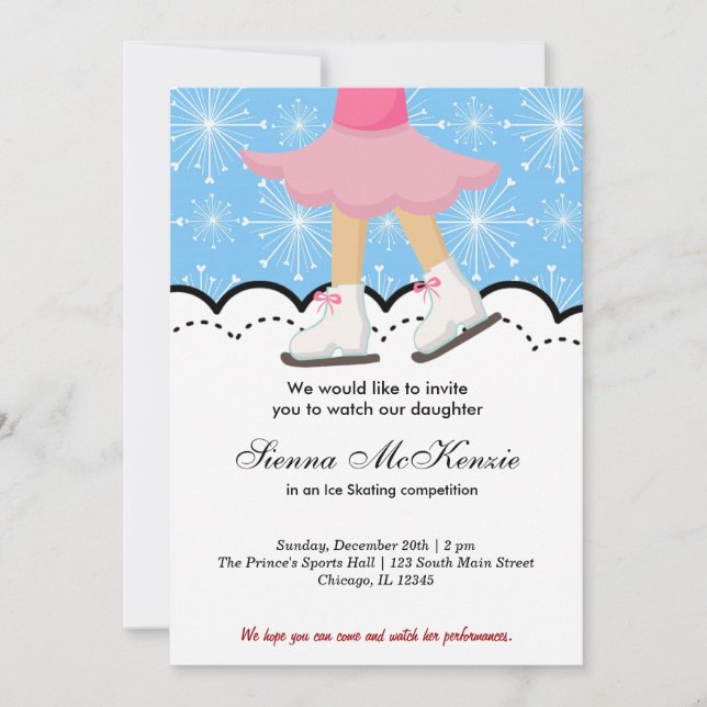 Invitation Compétition de patinage sur glace (bleu) (Devant)