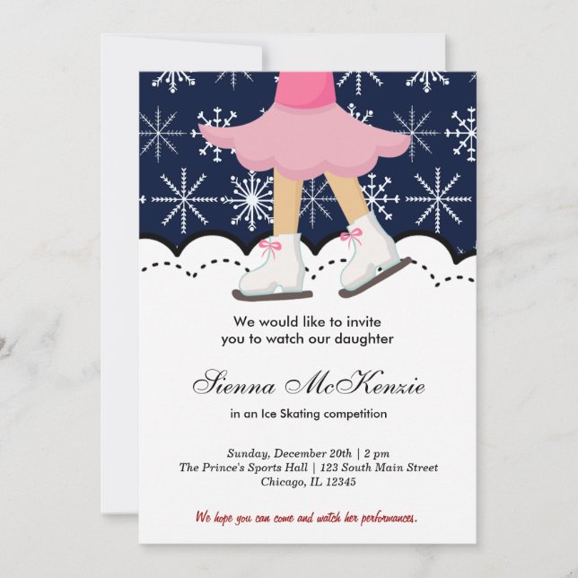 Invitation Compétition de patinage sur glace (bleu foncé) (Devant)
