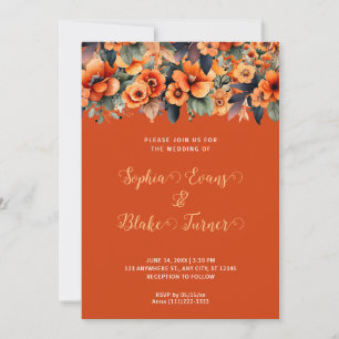 Invitation Composition de fleurs sauvages orange Mariage Oran