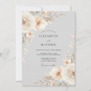 Invitation Composition florale beige pour mariage