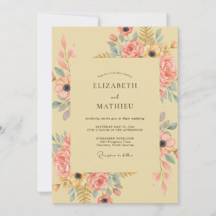Invitation Composition florale de mariage aux pêches