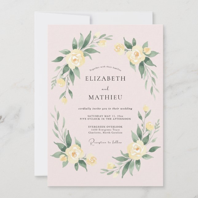 Invitation Composition florale luxuriante de crème pour maria (Devant)