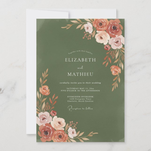 Invitation Composition florale luxuriante en terre cuite pour (Devant)