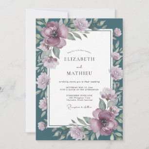 Invitation Composition Florale Mauve pour Mariage