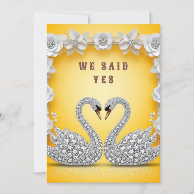 Invitation 🌸 Composition romantique du cygne en cristal et m (Devant)