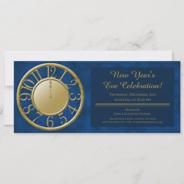 Invitation Comptabilisation de l'horloge de la nouvelle année (Devant)