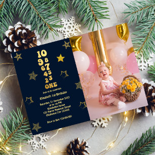 Invitation Compte à rebours du Nouvel An 1er anniversaire Pho