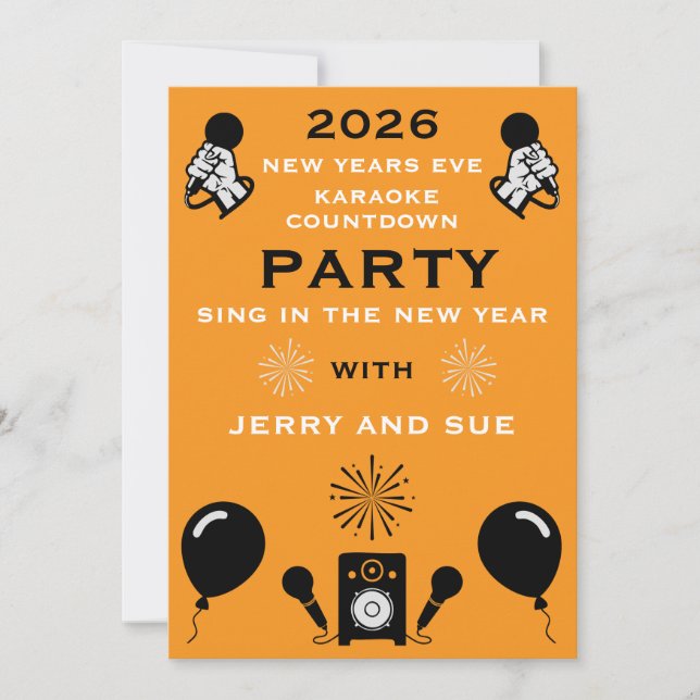 Invitation Compte à rebours du Nouvel An Eve Karaoke (Devant)